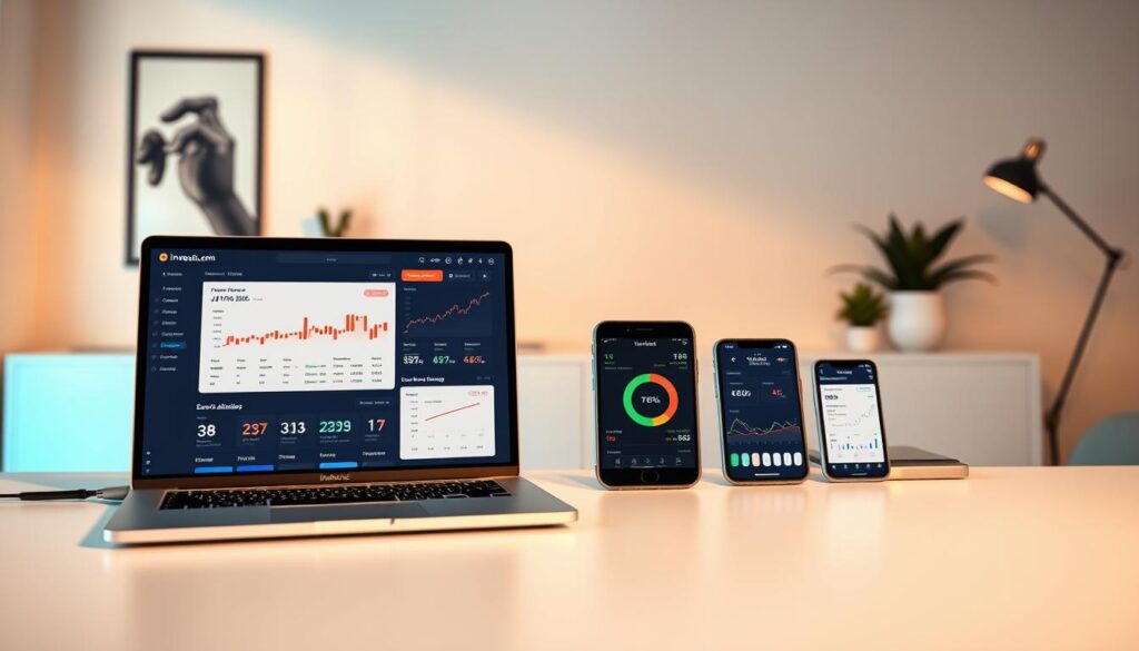 A sleek and modern desktop setup with various crypto portfolio allocation tools prominently displayed. In the foreground, a minimalist laptop with the Investurns.com logo, showcasing a portfolio dashboard. In the middle ground, several mobile devices arranged neatly, each displaying different crypto asset allocation visualizations. The background features a clean, elegant workspace with minimalist decor, warm lighting, and subtle shadows to create depth and a sense of professionalism. The overall mood is one of efficiency, control, and a data-driven approach to managing a diverse cryptocurrency portfolio. A sleek and modern desktop setup with various crypto portfolio allocation tools prominently displayed. In the foreground, a minimalist laptop with the Investurns.com logo, showcasing a portfolio dashboard. In the middle ground, several mobile devices arranged neatly, each displaying different crypto asset allocation visualizations. The background features a clean, elegant workspace with minimalist decor, warm lighting, and subtle shadows to create depth and a sense of professionalism. The overall mood is one of efficiency, control, and a data-driven approach to managing a diverse cryptocurrency portfolio.