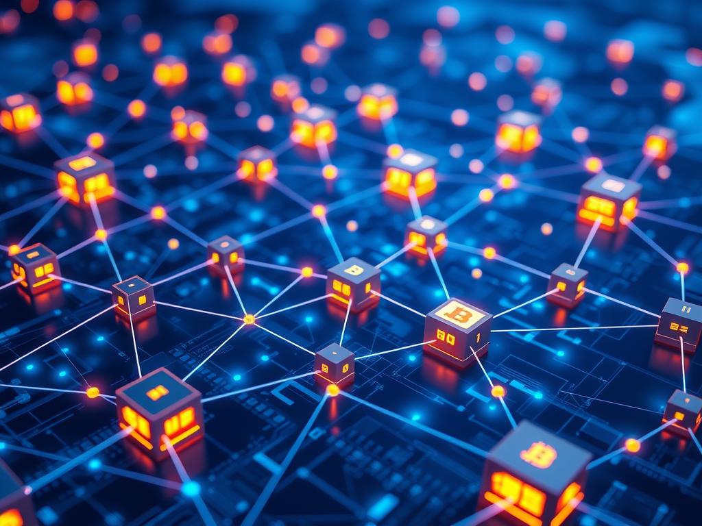 Blockchain network visualization representing Bitcoin investment infrastructure