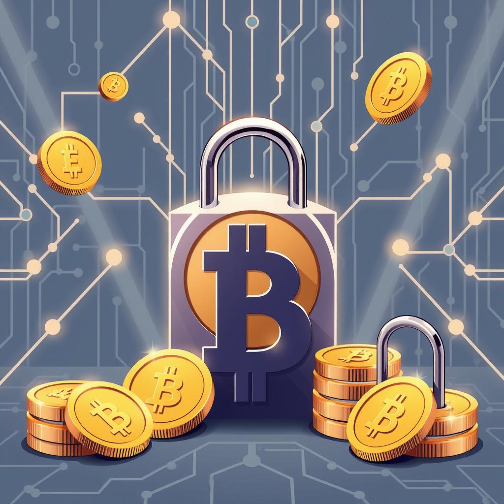 Crypto-backed stablecoin concept showing over-collateralization with multiple crypto assets