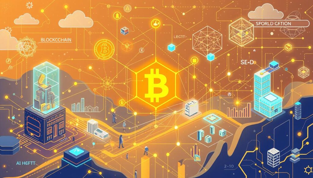 Future blockchain development showing evolving technology with broad impact on global systems Future blockchain development showing evolving technology with broad impact on global systems