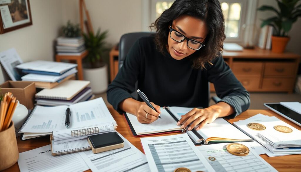 Person confidently planning their financial future with Bitcoin investment materials