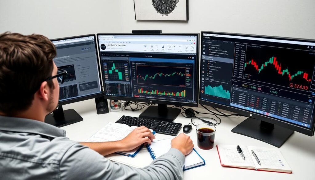 Person researching Bitcoin investment strategies online