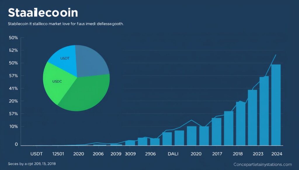 Stablecoin market share and growth trends chart