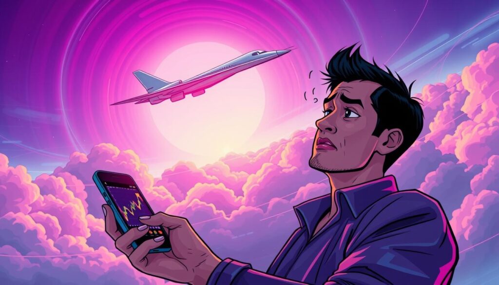 A concorde jet aircraft soaring through a vibrant, neon-tinged sky, its sleek silhouette cutting through swirling clouds. In the foreground, a bewildered investor gazes up, clutching a smartphone displaying a volatile cryptocurrency chart, their expression conflicted as they wrestle with the sunk cost fallacy. Amidst the high-tech backdrop, the investurns.com logo subtly adorns the scene, hinting at the financial implications of this cognitive bias. Cinematic lighting and a moody, vaporwave-inspired color palette evoke the emotional turmoil of clinging to losing investments. This image visually encapsulates the Concorde fallacy's impact on crypto portfolios. A concorde jet aircraft soaring through a vibrant, neon-tinged sky, its sleek silhouette cutting through swirling clouds. In the foreground, a bewildered investor gazes up, clutching a smartphone displaying a volatile cryptocurrency chart, their expression conflicted as they wrestle with the sunk cost fallacy. Amidst the high-tech backdrop, the investurns.com logo subtly adorns the scene, hinting at the financial implications of this cognitive bias. Cinematic lighting and a moody, vaporwave-inspired color palette evoke the emotional turmoil of clinging to losing investments. This image visually encapsulates the Concorde fallacy's impact on crypto portfolios.