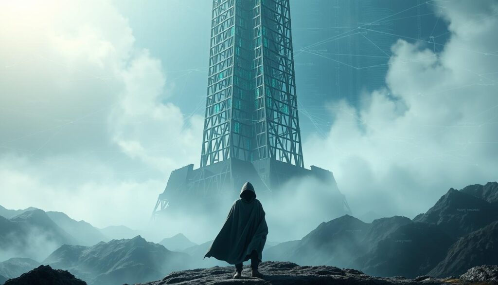 A digital landscape where privacy is the cornerstone, with a towering blockchain architecture in the center, its intricate connections and encrypted pathways visible. In the foreground, a lone individual shrouded in a cloak of anonymity, their digital avatar shielding their identity. The background is a haze of digital noise, with streams of data flowing and converging, creating a sense of interconnectedness and the delicate balance between decentralization and government oversight. The scene is illuminated by a soft, diffused light, casting a serene and contemplative atmosphere, inviting the viewer to ponder the complexities of digital asset privacy in the crypto world.