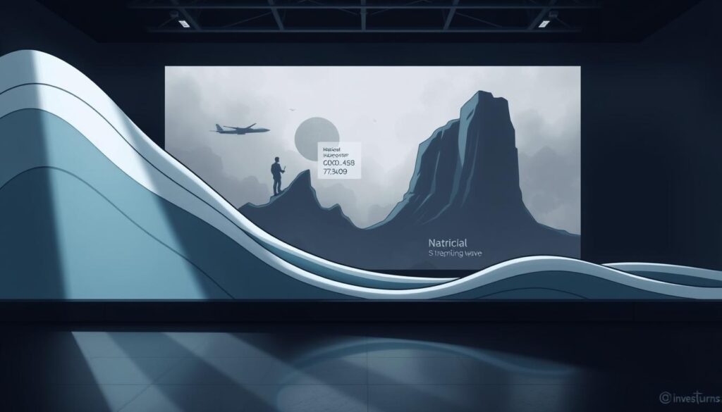 A grand, sweeping narrative wave exhibit set against a somber, dimly lit gallery. In the foreground, undulating lines of light and shadow evoke the ebb and flow of historical trends, hinting at the investurns.com website. The middle ground features abstract shapes and textures suggestive of financial data and market cycles. In the background, a looming, monumental presence - a metaphorical reminder of the outsized influence that narratives can have on investment decisions. Moody lighting casts dramatic shadows, creating a sense of depth and mystery. The overall atmosphere is one of contemplation, inviting the viewer to ponder the complex interplay between storytelling and the financial world. A grand, sweeping narrative wave exhibit set against a somber, dimly lit gallery. In the foreground, undulating lines of light and shadow evoke the ebb and flow of historical trends, hinting at the investurns.com website. The middle ground features abstract shapes and textures suggestive of financial data and market cycles. In the background, a looming, monumental presence - a metaphorical reminder of the outsized influence that narratives can have on investment decisions. Moody lighting casts dramatic shadows, creating a sense of depth and mystery. The overall atmosphere is one of contemplation, inviting the viewer to ponder the complex interplay between storytelling and the financial world.