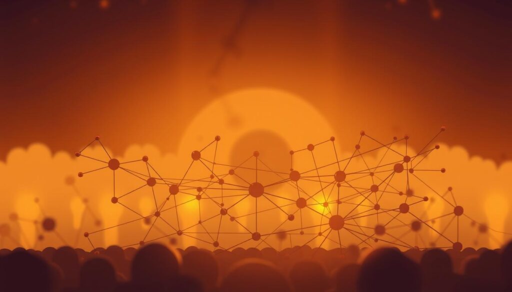 A meticulously designed governance structure analysis, illuminated by warm, soft lighting that casts a pensive, contemplative atmosphere. In the foreground, a complex web of interconnected nodes and lines symbolize the intricate decision-making processes and power dynamics within a crypto project's community. The middle ground features abstract shapes and forms, representing the various stakeholders, voting mechanisms, and administrative functions that shape the project's direction. In the background, a subtle, hazy gradient evokes a sense of depth and emphasizes the importance of transparency and accountability in effective governance. The overall composition conveys the nuanced, multilayered nature of evaluating a crypto project's community and decision-making frameworks. A meticulously designed governance structure analysis, illuminated by warm, soft lighting that casts a pensive, contemplative atmosphere. In the foreground, a complex web of interconnected nodes and lines symbolize the intricate decision-making processes and power dynamics within a crypto project's community. The middle ground features abstract shapes and forms, representing the various stakeholders, voting mechanisms, and administrative functions that shape the project's direction. In the background, a subtle, hazy gradient evokes a sense of depth and emphasizes the importance of transparency and accountability in effective governance. The overall composition conveys the nuanced, multilayered nature of evaluating a crypto project's community and decision-making frameworks.