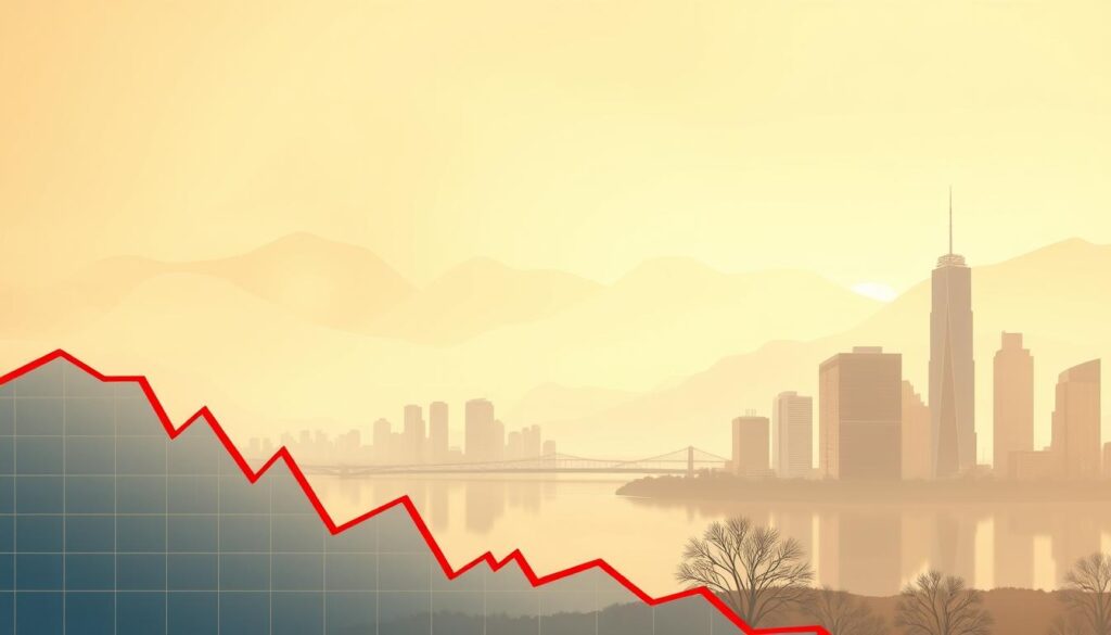 A sleek, minimalist landscape depicting the essence of stop loss strategies. In the foreground, a bold red line slices through a graph, representing the stop loss trigger. The middle ground features a serene cityscape, with towering skyscrapers and a tranquil river reflecting the sky. The background is shrouded in a soft, atmospheric haze, evoking a sense of contemplation. The lighting is warm and diffused, creating a sense of balance and control. The scene is captured through a wide-angle lens, emphasizing the interconnectedness of the various elements. Overall, the image conveys the careful management of risk, the importance of strategic planning, and the pursuit of financial stability.