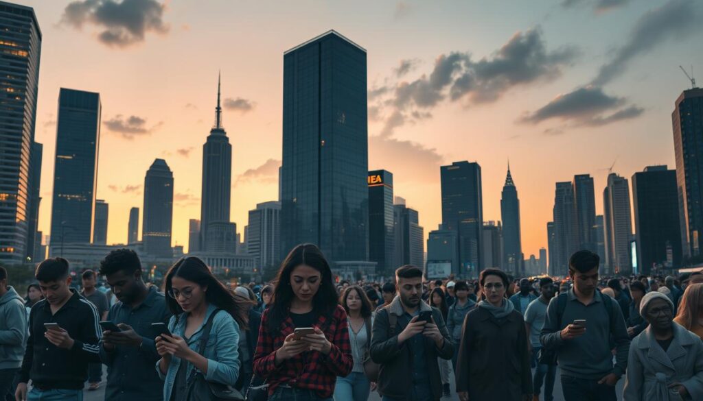 An urban cityscape at dusk, with towering skyscrapers and a diverse crowd of people navigating the streets below. In the foreground, a group of individuals clutching smartphones and digital devices, representing the early adopters of cryptocurrencies. Their expressions range from excitement to unease, reflecting the uneven distribution of wealth and opportunity within the crypto landscape. The middle ground features a mix of affluent individuals and those struggling to make ends meet, highlighting the growing divide. In the background, a looming shadow of economic inequality casts an ominous tone, underscoring the complex challenges facing the adoption of digital currencies.