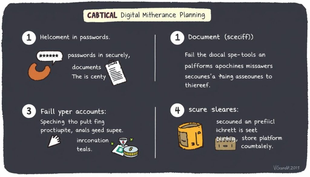 Common mistakes in digital inheritance planning showing password sharing and lack of documentation Common mistakes in digital inheritance planning showing password sharing and lack of documentation