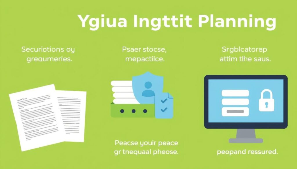 Secure digital legacy planning showing organized digital inheritance documents Secure digital legacy planning showing organized digital inheritance documents