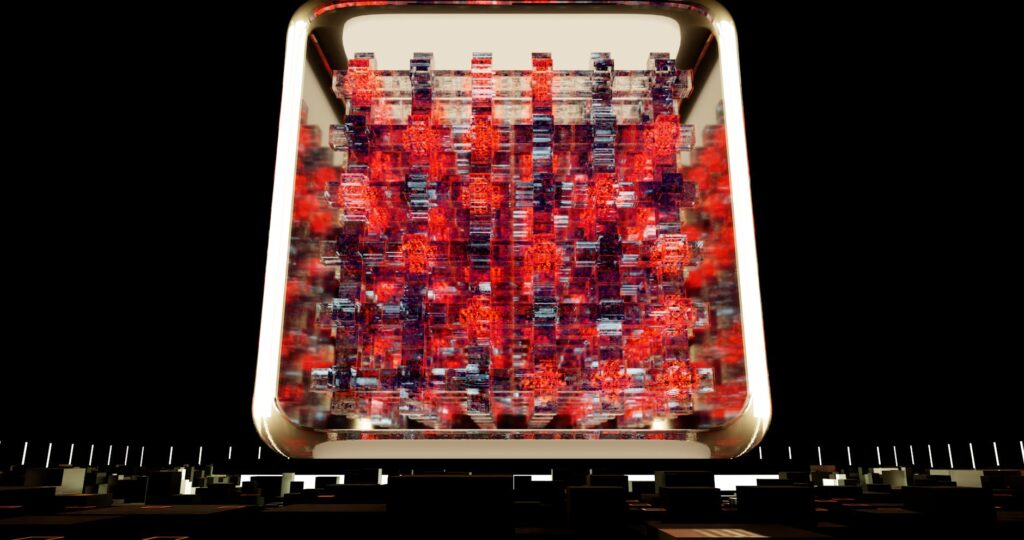 Complex network visualization of a blockchain, highlighting the challenges of managing crypto transactions with traditional accounting.