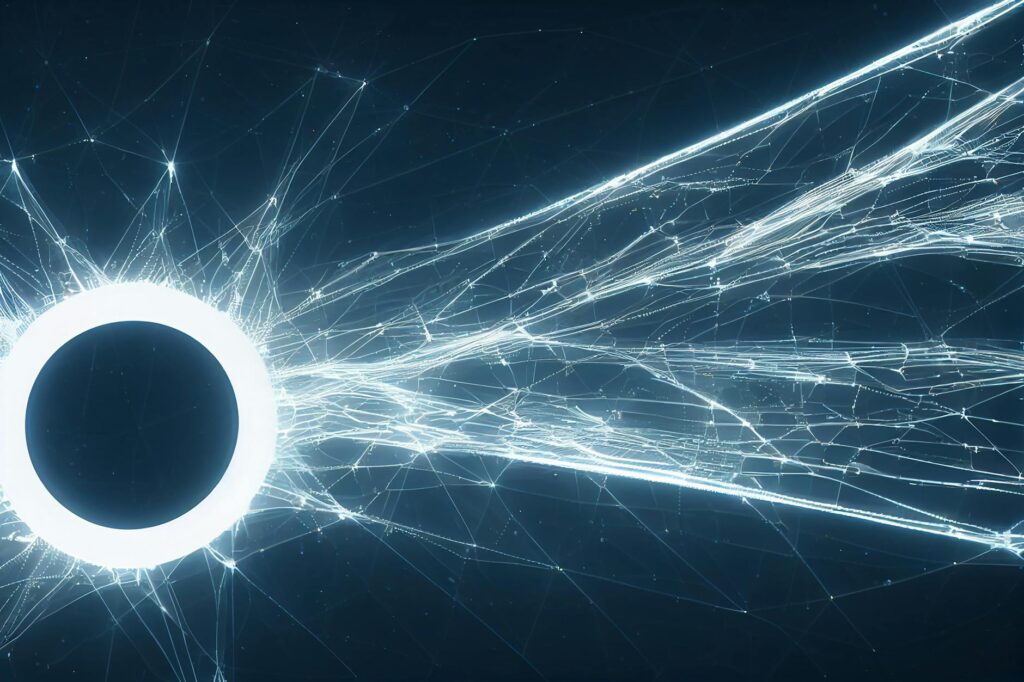 A visualization of a decentralized blockchain network, representing the interconnectedness of a crypto portfolio.