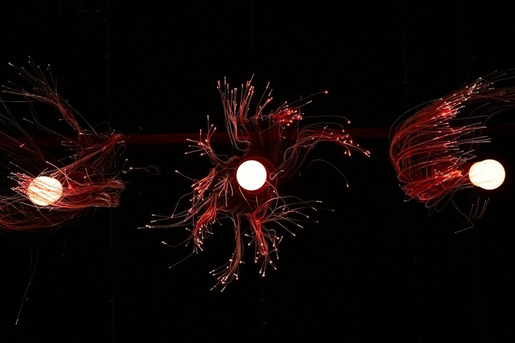 A visual representation of blockchain technology and network nodes.