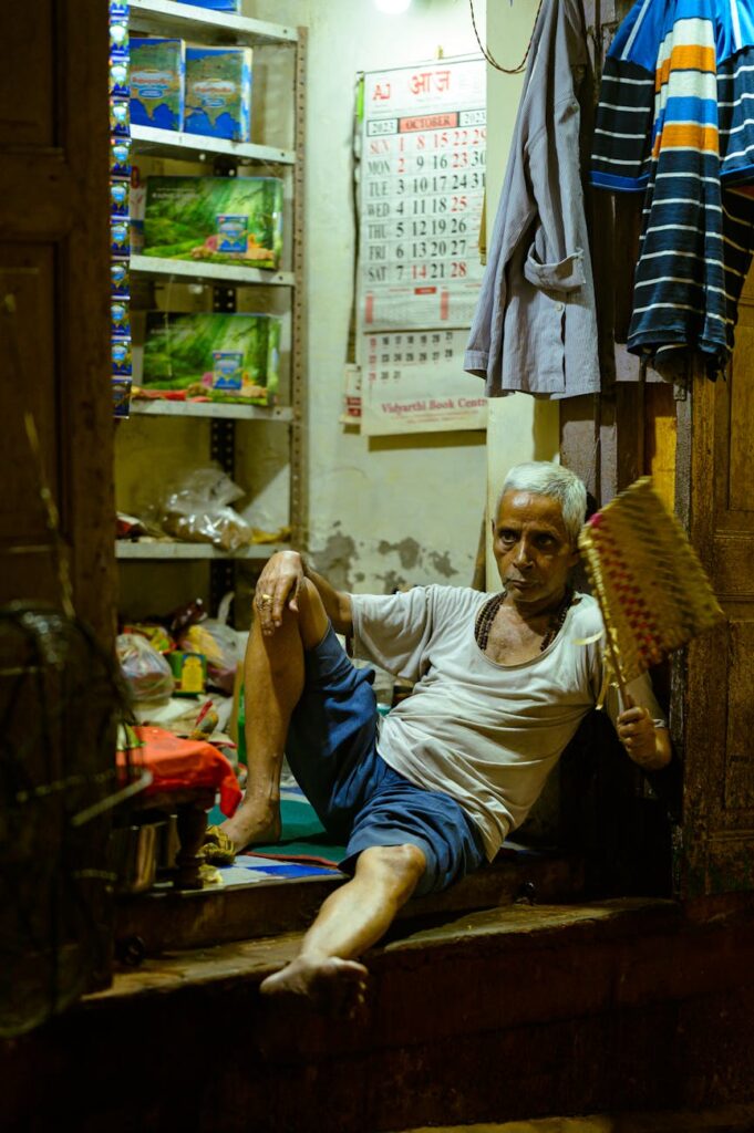 A conceptual image of a calm person meditating, finding peace amidst the chaos of volatile crypto market charts in the background.