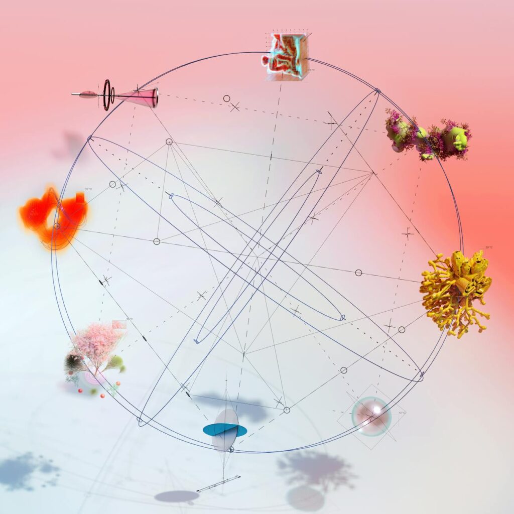 An abstract background with interconnected blocks and data streams, symbolizing blockchain technology.