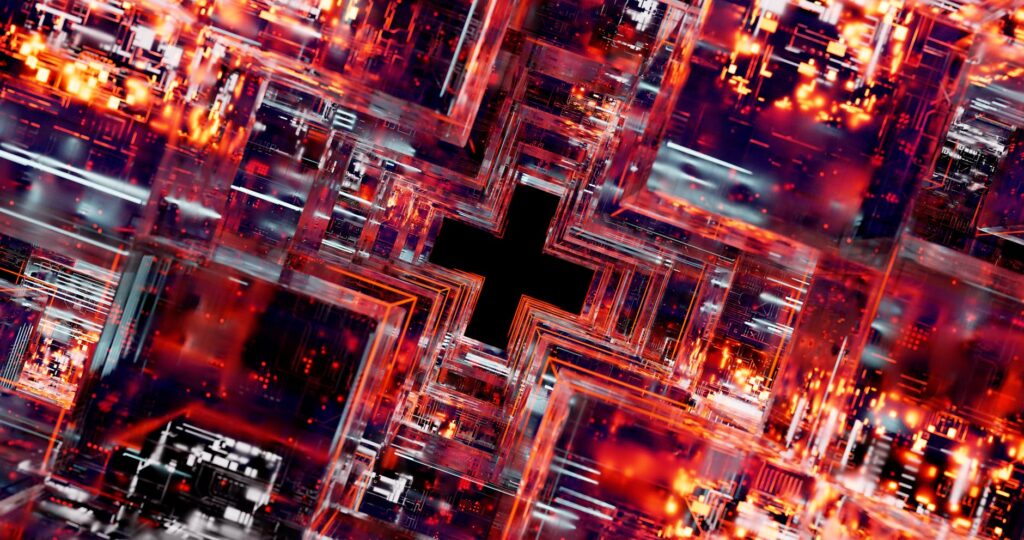 A digital representation of a complex and interconnected blockchain network.