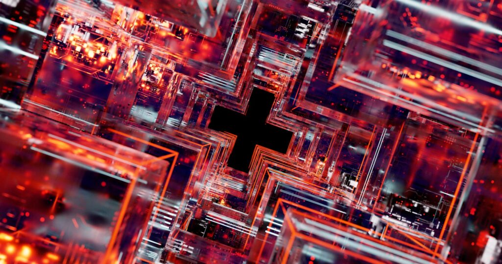 An abstract visualization of interconnected nodes representing a secure and decentralized blockchain network.