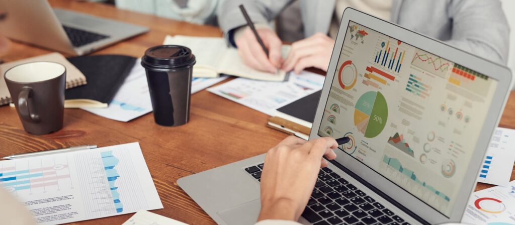 An investor carefully examining a cryptocurrency price chart for a storage token on their laptop screen.