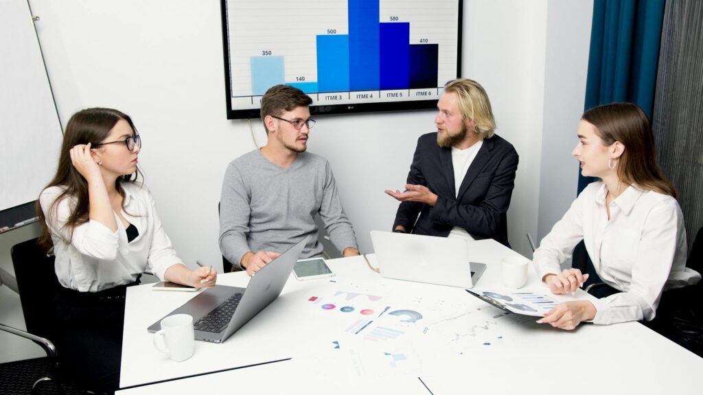A trader analyzing cryptocurrency data on multiple holographic displays, illustrating the complexity of the multi-chain ecosystem.