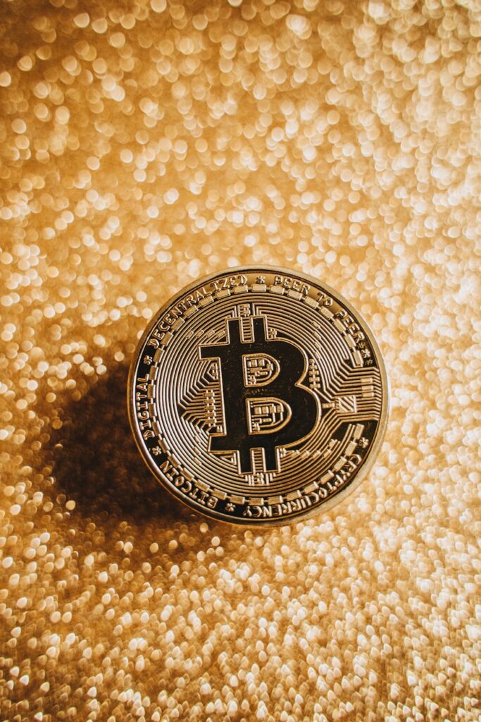 A digital illustration of the globe with interconnected lines and a prominent Bitcoin logo, symbolizing global payments.