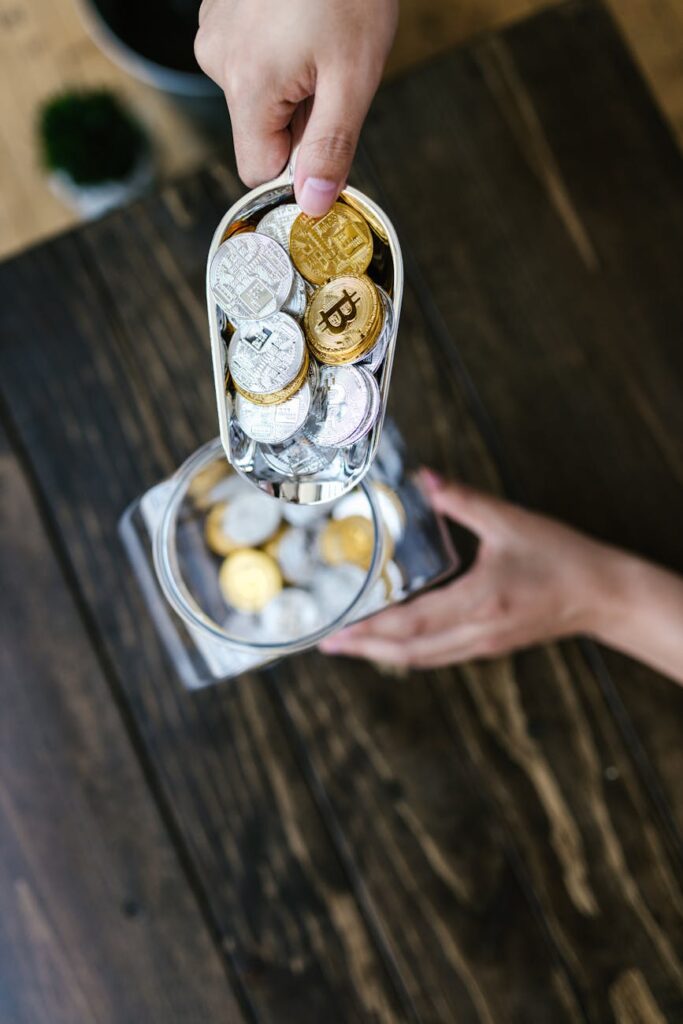 A visualization of a decentralized network with glowing nodes and interconnected lines, representing blockchain technology.