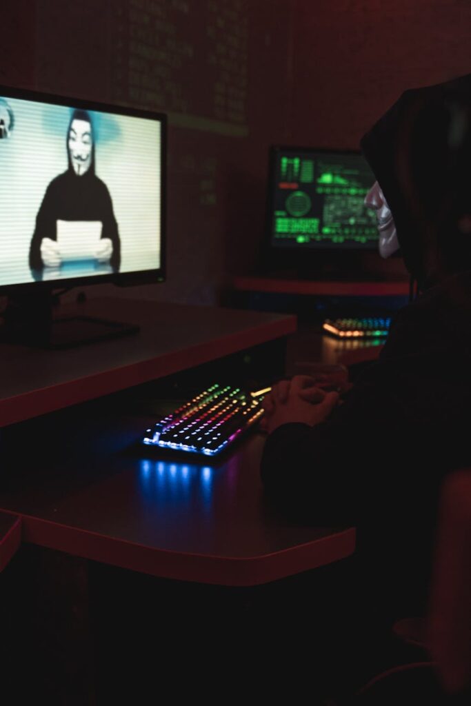 A glowing, interconnected network of digital nodes representing a blockchain.